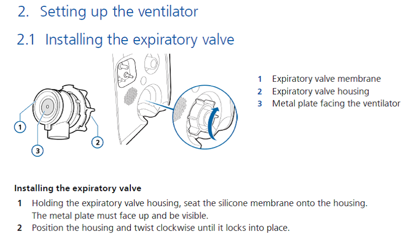 2. Setting up the ventilator, 2.1 Installing the expiratory valve