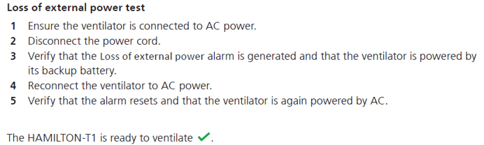 Loss of external power test