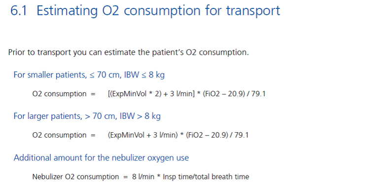 6.1 Estimating O2 consumption for transport