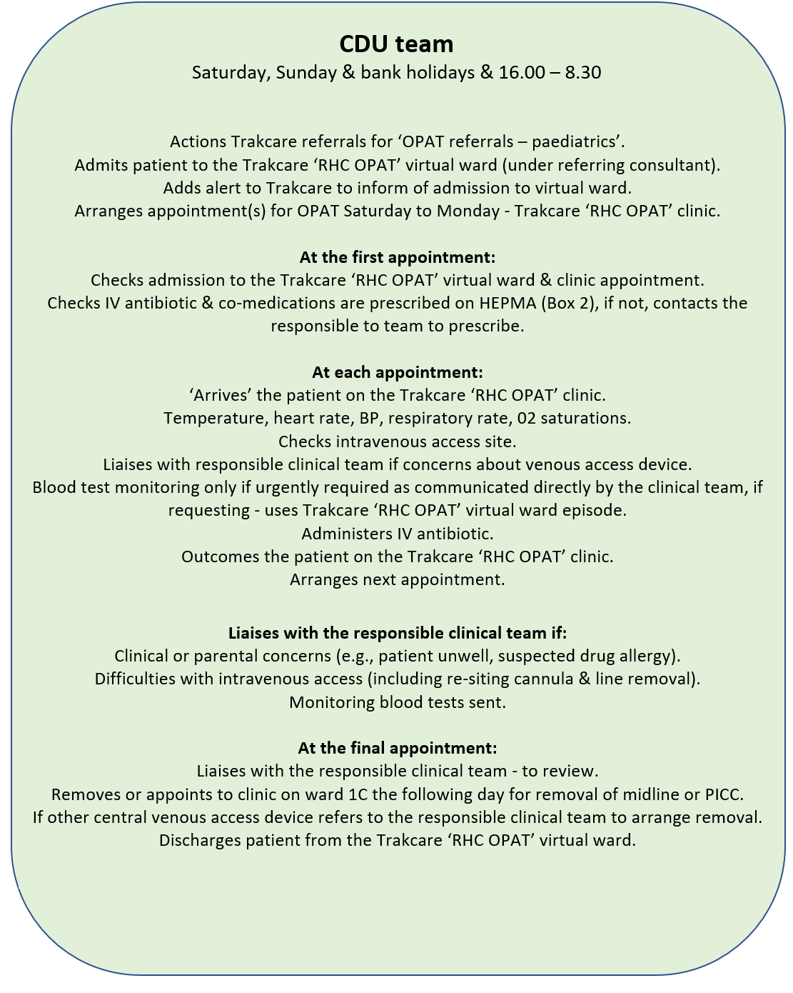 Pathway For Opat For Children On Once Daily Intravenous Antibiotics